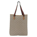 GUCCI GG Plus Supreme Web Sherry Line Tote Bag PVC Beige Red Green Auth BSZ695-3