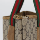 GUCCI GG Plus Supreme Web Sherry Line Tote Bag PVC Beige Red Green Auth BSZ695-5