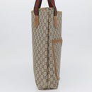 GUCCI GG Plus Supreme Web Sherry Line Tote Bag PVC Beige Red Green Auth BSZ695-6