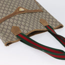 GUCCI GG Plus Supreme Web Sherry Line Tote Bag PVC Beige Red Green Auth BSZ695-7