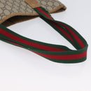 GUCCI GG Plus Supreme Web Sherry Line Tote Bag PVC Beige Red Green Auth BSZ695-8