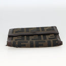 FENDI Zucca Canvas Wallet 2 Set Black Brown Auth BSZ697-13