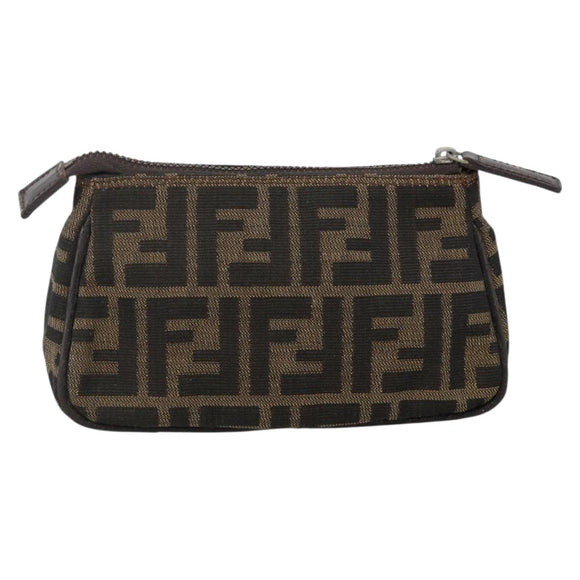 FENDI Zucca Canvas Wallet 2 Set Black Brown Auth BSZ697