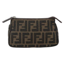 FENDI Zucca Canvas Wallet 2 Set Black Brown Auth BSZ697-3
