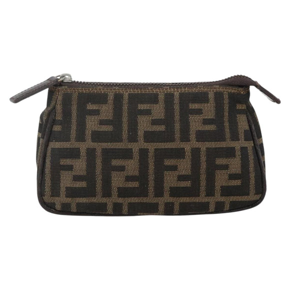 FENDI Zucca Canvas Wallet 2 Set Black Brown Auth BSZ697