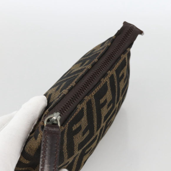 FENDI Zucca Canvas Wallet 2 Set Black Brown Auth BSZ697