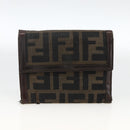 FENDI Zucca Canvas Wallet 2 Set Black Brown Auth BSZ697-9