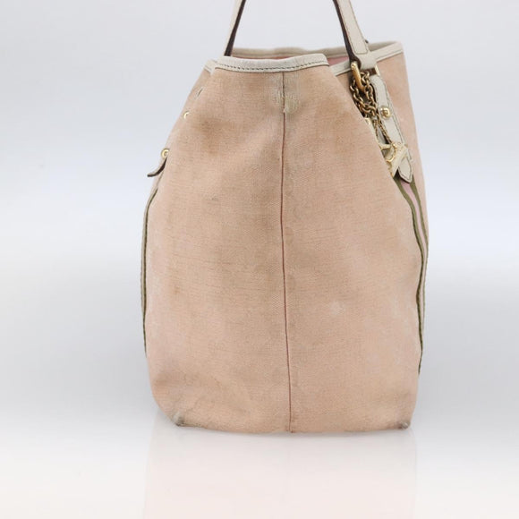 GUCCI GG Canvas Sherry Line Tote Bag Beige Gold pink 139260 Auth LNZ121