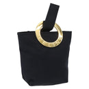 CELINE Circle Pouch Canvas Black Gold Auth LNZ123A-1