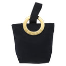 CELINE Circle Pouch Canvas Black Gold Auth LNZ123A-13