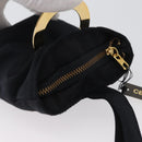 CELINE Circle Pouch Canvas Black Gold Auth LNZ123A-6