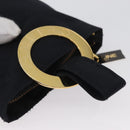 CELINE Circle Pouch Canvas Black Gold Auth LNZ123A-7