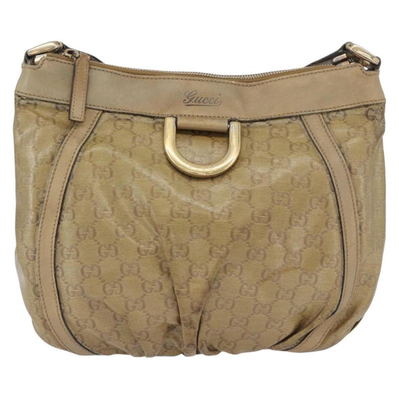GUCCI GG Crystal Shoulder Bag Beige Gold 203257 Auth LNZ124