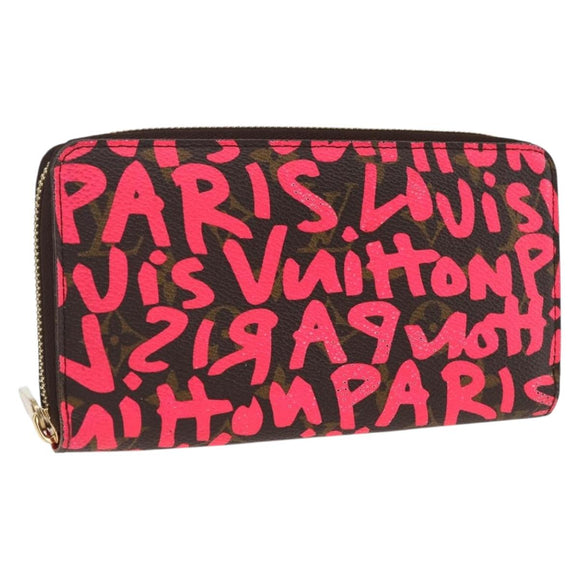 LOUIS VUITTON Monogram Graffiti Zippy Wallet Wallet Pink M93710 Auth LNZ129V