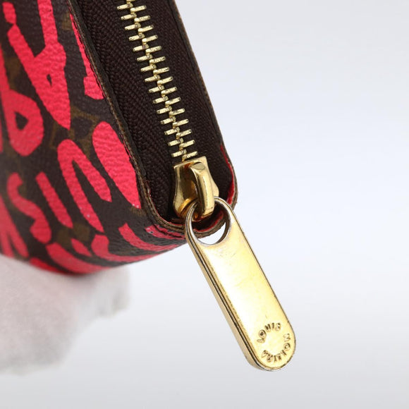 LOUIS VUITTON Monogram Graffiti Zippy Wallet Wallet Pink M93710 Auth LNZ129V