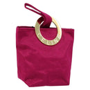 CELINE Circle Pouch Canvas Pink Gold Auth LNZ130-1