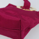 CELINE Circle Pouch Canvas Pink Gold Auth LNZ130-10