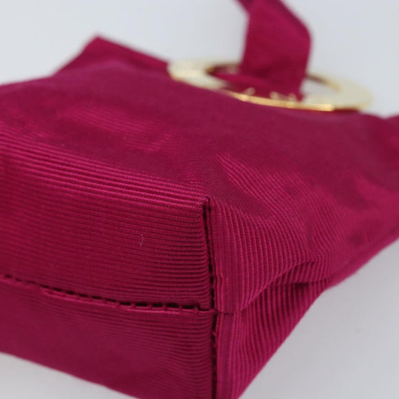 CELINE Circle Pouch Canvas Pink Gold Auth LNZ130