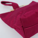 CELINE Circle Pouch Canvas Pink Gold Auth LNZ130-11