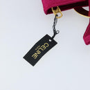 CELINE Circle Pouch Canvas Pink Gold Auth LNZ130-14