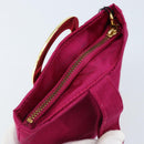 CELINE Circle Pouch Canvas Pink Gold Auth LNZ130-15