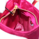 CELINE Circle Pouch Canvas Pink Gold Auth LNZ130-19