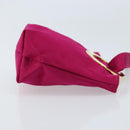 CELINE Circle Pouch Canvas Pink Gold Auth LNZ130-4