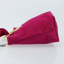 CELINE Circle Pouch Canvas Pink Gold Auth LNZ130-5