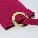 CELINE Circle Pouch Canvas Pink Gold Auth LNZ130-6