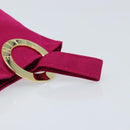 CELINE Circle Pouch Canvas Pink Gold Auth LNZ130-7