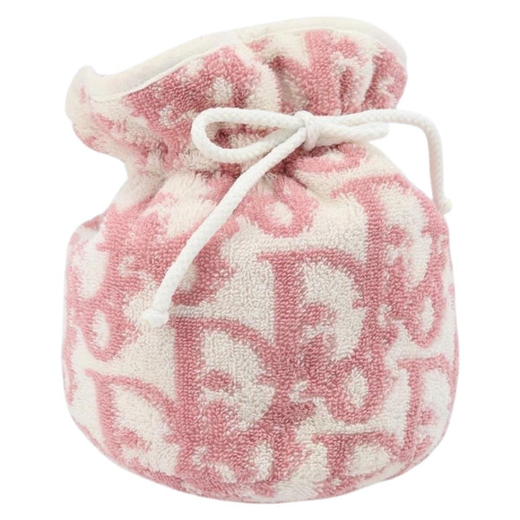 Christian Dior Trotter Canvas Pouch Pile Pink Auth LNZ135