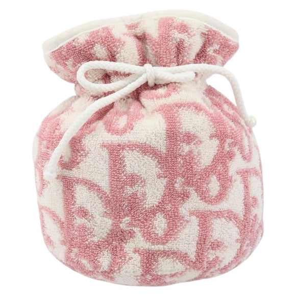 Christian Dior Trotter Canvas Pouch Pile Pink Auth LNZ135