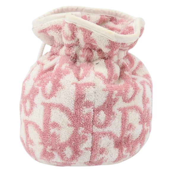 Christian Dior Trotter Canvas Pouch Pile Pink Auth LNZ135