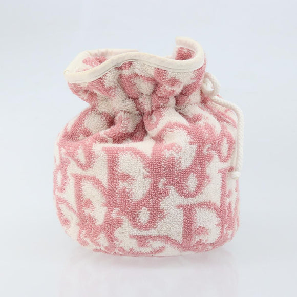 Christian Dior Trotter Canvas Pouch Pile Pink Auth LNZ135