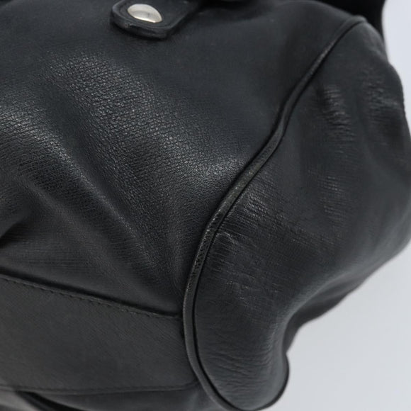 Salvatore Ferragamo Gancini Hand Bag Leather Black Silver Auth LNZ140