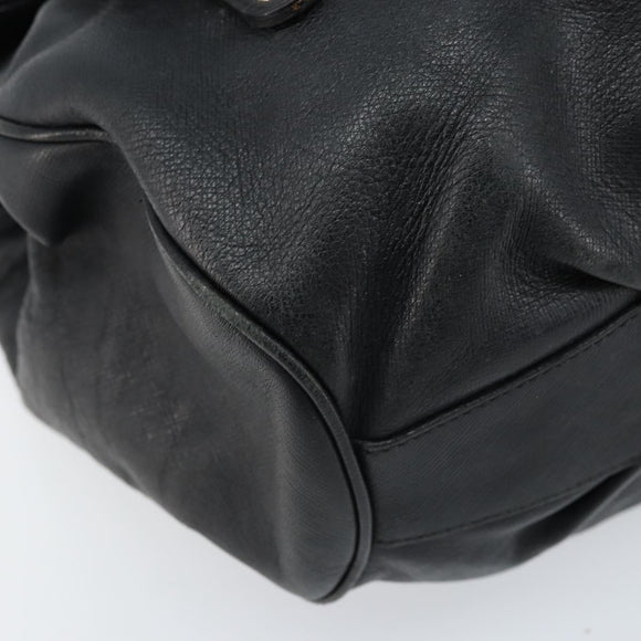 Salvatore Ferragamo Gancini Hand Bag Leather Black Silver Auth LNZ140