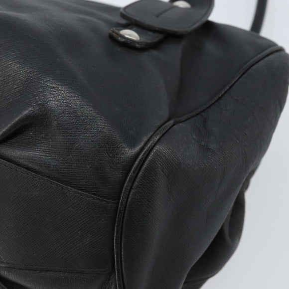 Salvatore Ferragamo Gancini Hand Bag Leather Black Silver Auth LNZ140