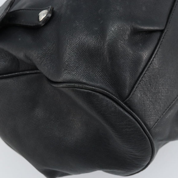 Salvatore Ferragamo Gancini Hand Bag Leather Black Silver Auth LNZ140
