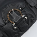 Salvatore Ferragamo Gancini Hand Bag Leather Black Silver Auth LNZ140-17