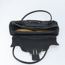 Salvatore Ferragamo Gancini Hand Bag Leather Black Silver Auth LNZ140-10
