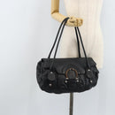 Salvatore Ferragamo Gancini Hand Bag Leather Black Silver Auth LNZ140-23