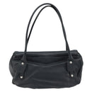 Salvatore Ferragamo Gancini Hand Bag Leather Black Silver Auth LNZ140-2