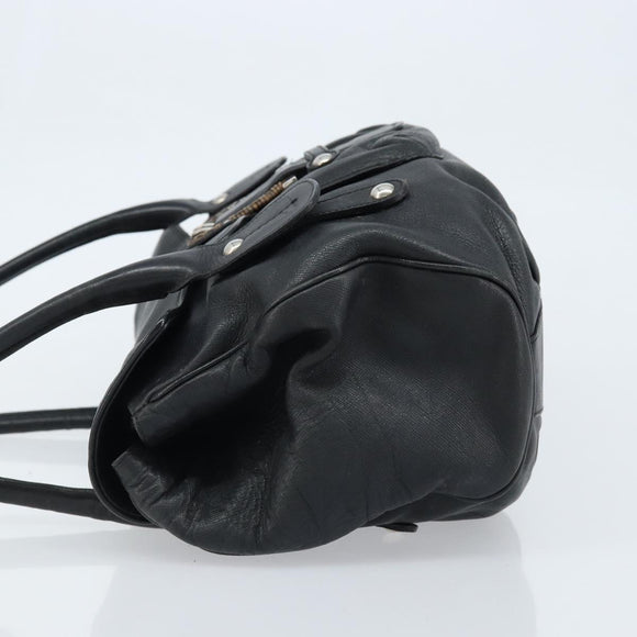 Salvatore Ferragamo Gancini Hand Bag Leather Black Silver Auth LNZ140