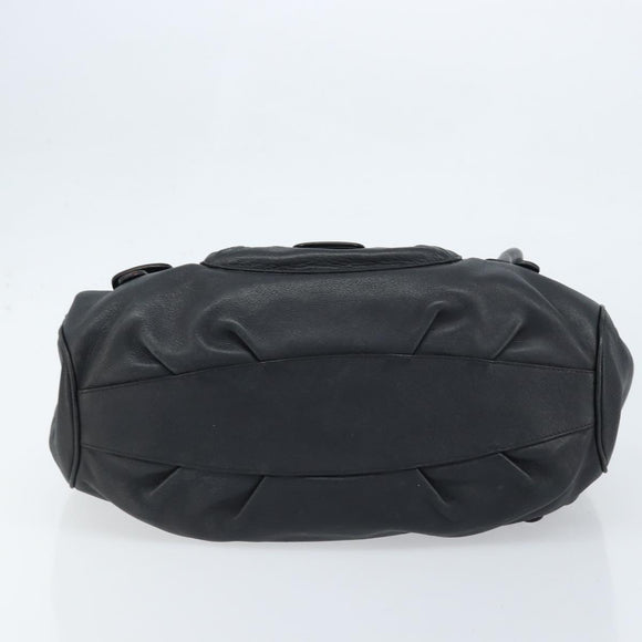 Salvatore Ferragamo Gancini Hand Bag Leather Black Silver Auth LNZ140