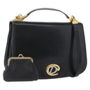 Christian Dior Shoulder Bag Calf Skin Black Gold Auth LNZ141-1