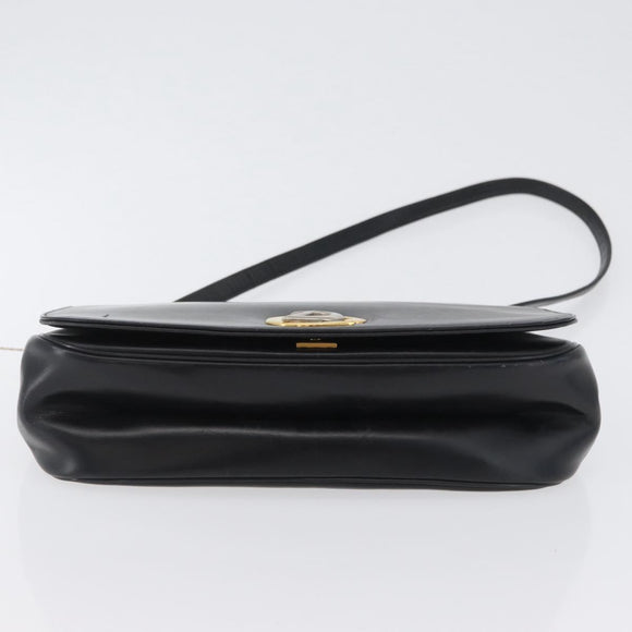 Christian Dior Shoulder Bag Calf Skin Black Gold Auth LNZ141