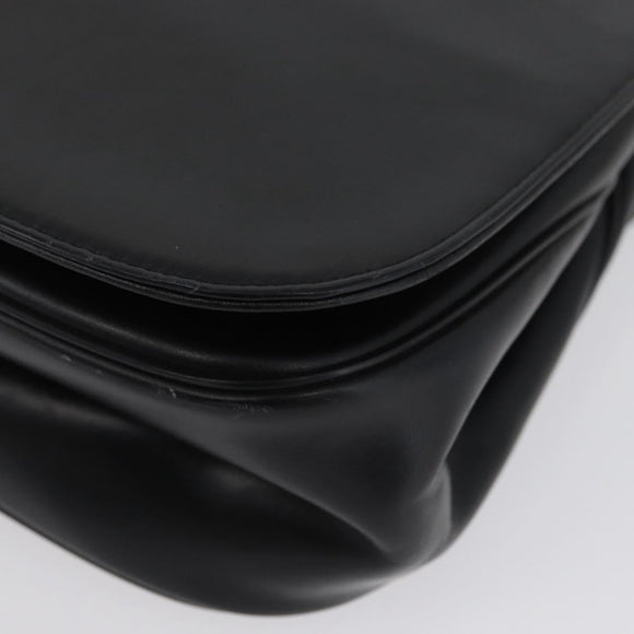 Christian Dior Shoulder Bag Calf Skin Black Gold Auth LNZ141