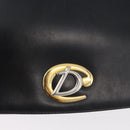 Christian Dior Shoulder Bag Calf Skin Black Gold Auth LNZ141-16