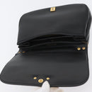 Christian Dior Shoulder Bag Calf Skin Black Gold Auth LNZ141-17