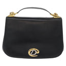 Christian Dior Shoulder Bag Calf Skin Black Gold Auth LNZ141-2